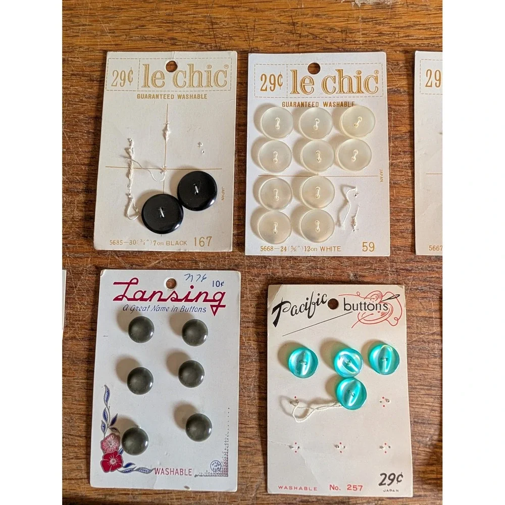 Vintage Button Lot Lansing Le Chic Pacific Cards Sewing Notions Mixed Colors
